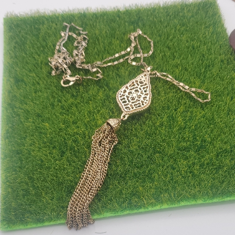 Elegant‎ Gold Tone Tassel Necklace 48 Inch N3815